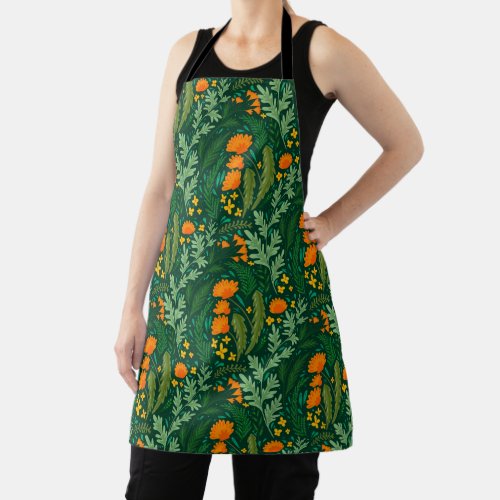 Herbs and flowers of the fields  apron