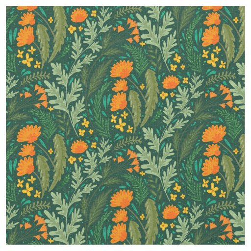 Herbs and flowers of the fields  fabric