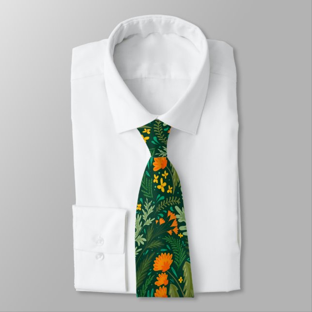 Herbs and flowers of the fields  neck tie (Tied)