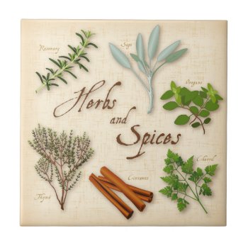 Herbs And Spices Ceramic Tile by pomegranate_gallery at Zazzle