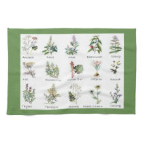 Herbs and Spices full color illustrations Towel Herbs and Spices full color illustrations Towel