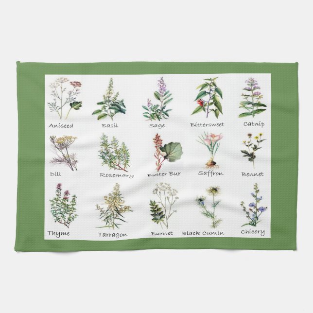 Herbs and Spices full color illustrations Towel (Horizontal)
