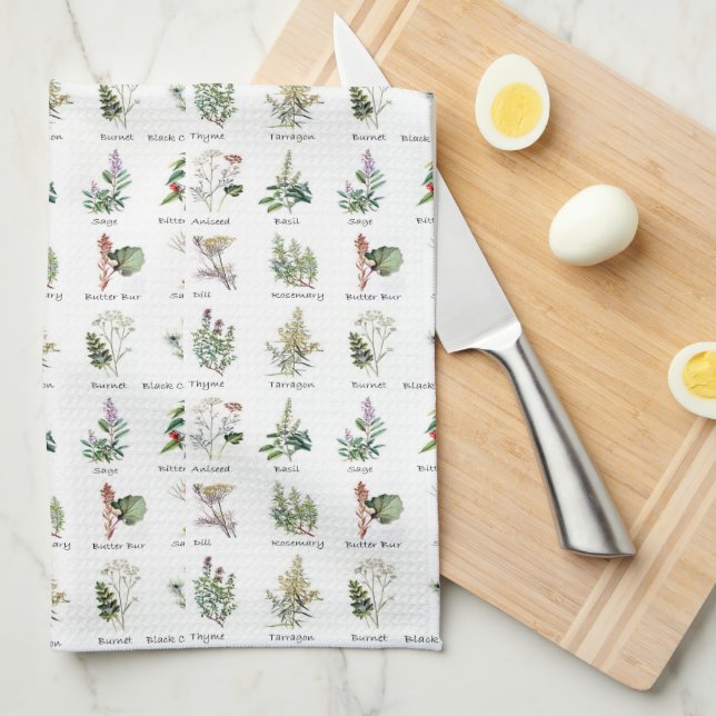 Herbs and Spices medley Kitchen Towel (Quarter Fold)