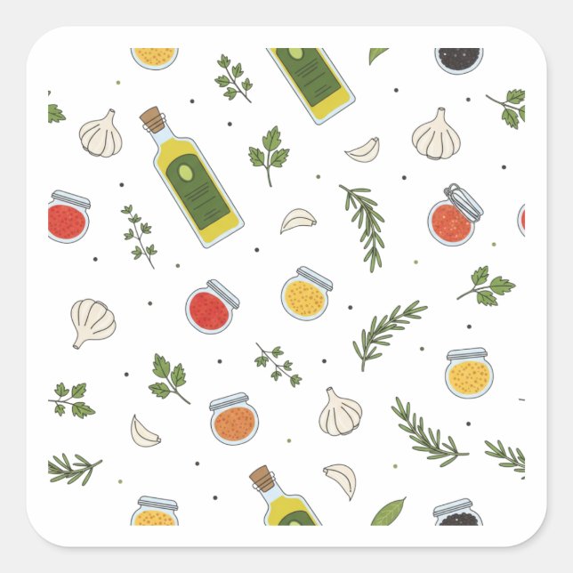Herbs and Spices Pattern Design Sticker (Front)
