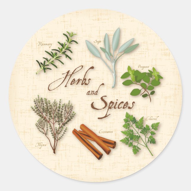 Herbs and Spices Round Sticker (Front)