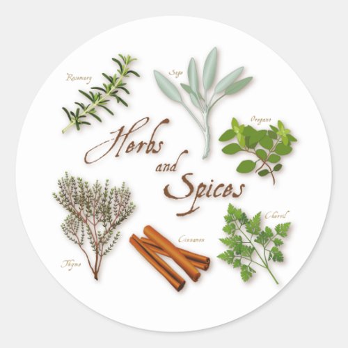 Herbs and Spices Round Sticker