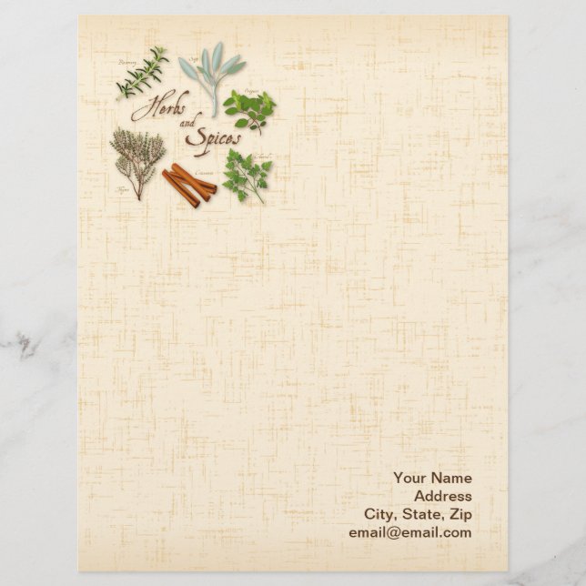 Herbs and Spices Stationery Paper (Front)