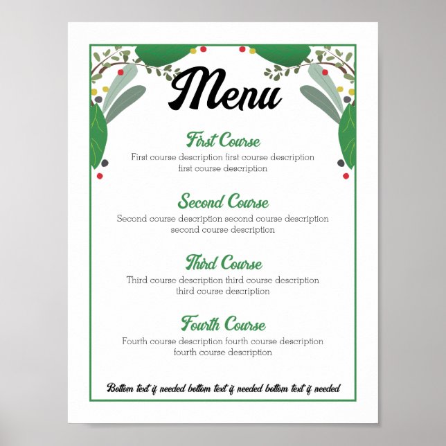 Herbs basil thyme dinner party catering menu poste poster (Front)