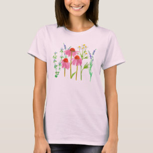 Flowers Tulips Pink Blue Yellow Colorful Top Customized Top Summer Flowers Hand Painted T-shirt Hand Painted Flowers T-shirt Painted Top