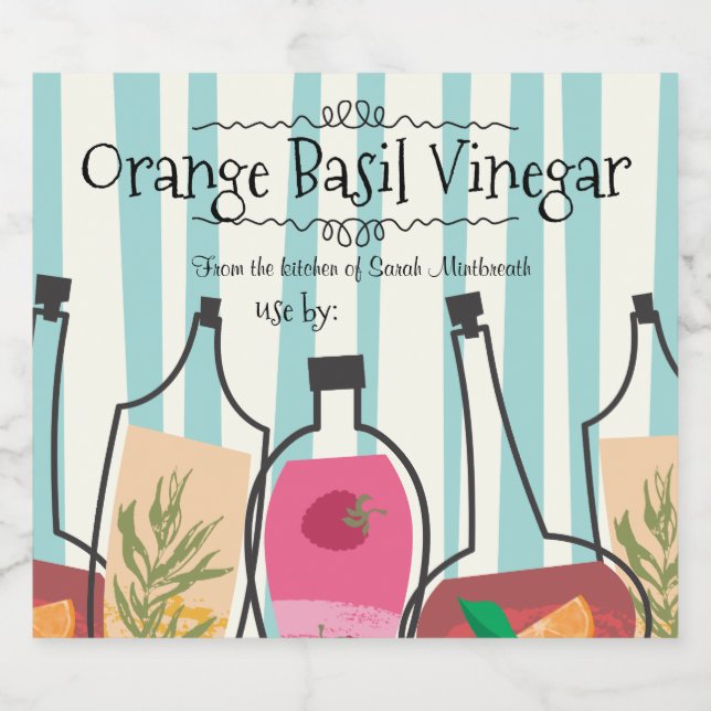 Herbs fruit flavored vinegars home canning label (Single Label)