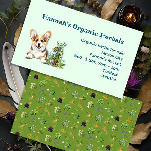 Herbs Herbalist Healing Botanicals Corgi Business Card
