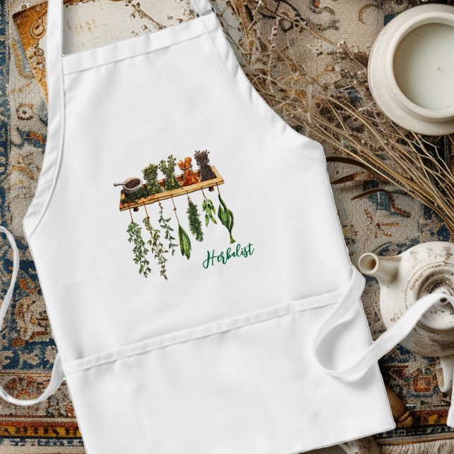 Herbs Herbalist White Bib Apron Pockets (Creator Uploaded)