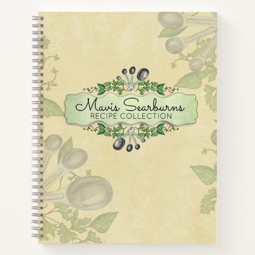 Herbs measuring spoon personalized recipe cookbook notebook