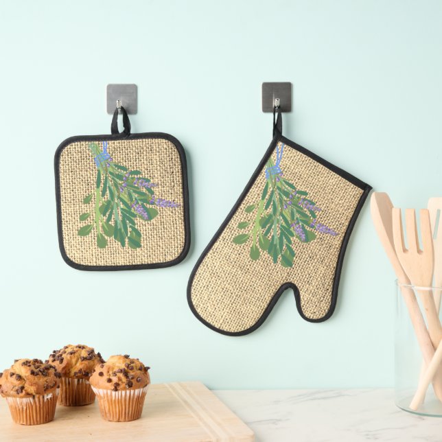 Herbs Oven Mitt & Pot Holder Set (Insitu(Hanging))