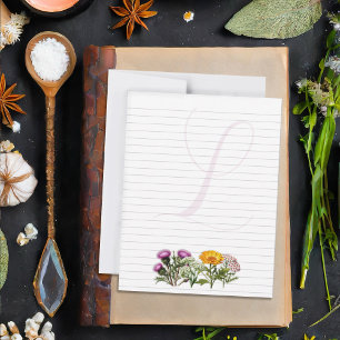 Herbs Personal Lined Writing Paper Single Initial Note Card