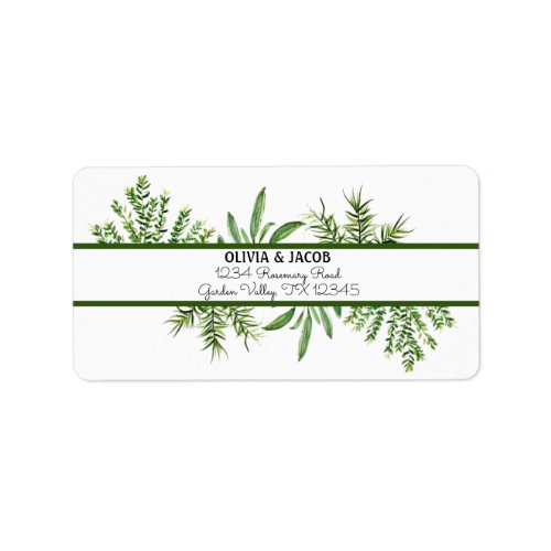 Herbs Rosemary Thyme Botanical Greenery Wedding Label