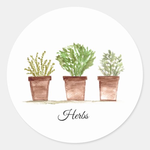 Herbs sage rosemary thyme greenery Rustic Plants Classic Round Sticker