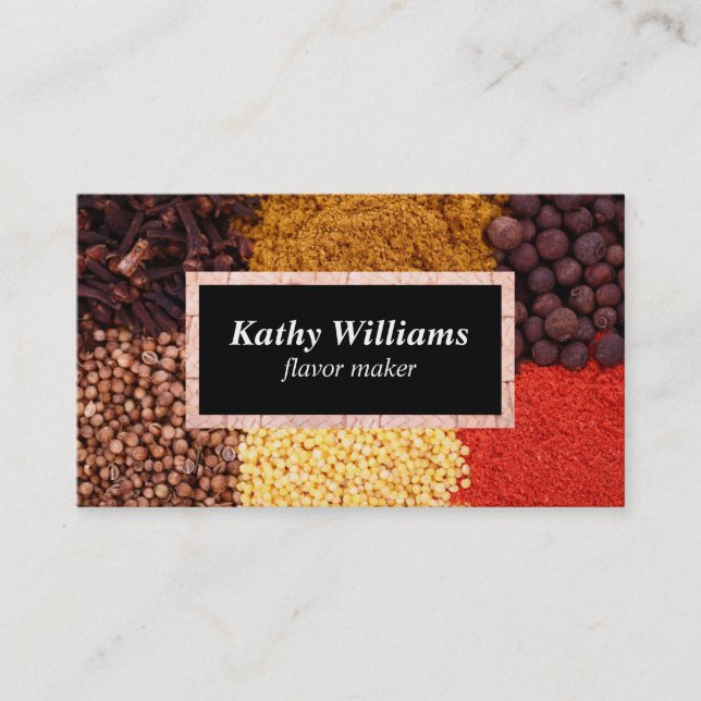 Herbs & Spices | Black / Basket Frame Business Card (Front)