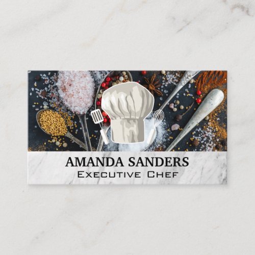 Herbs Spices  Chef Hat and Tools Business Card