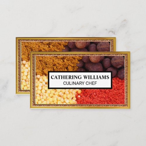 Herbs  Spices  Gold Frame Business Card