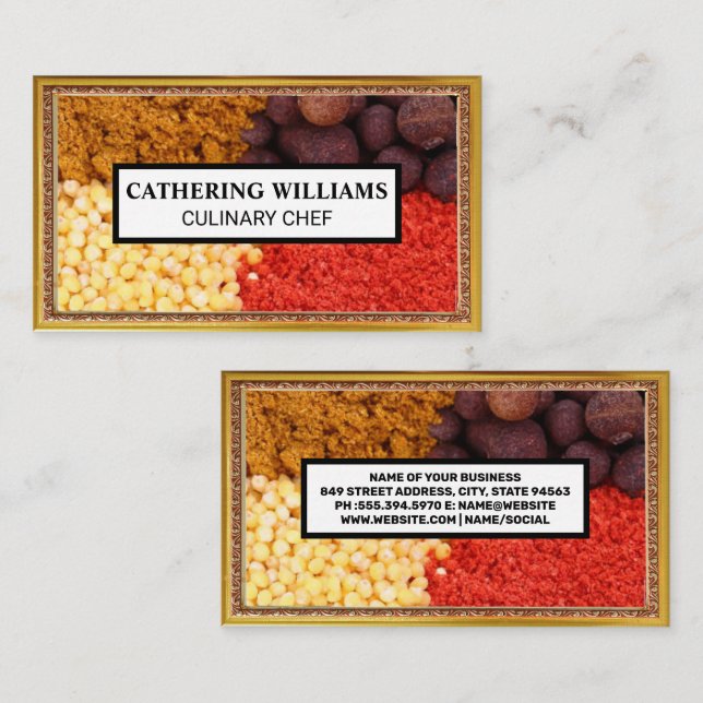 Herbs & Spices | Gold Frame Business Card (Front/Back)