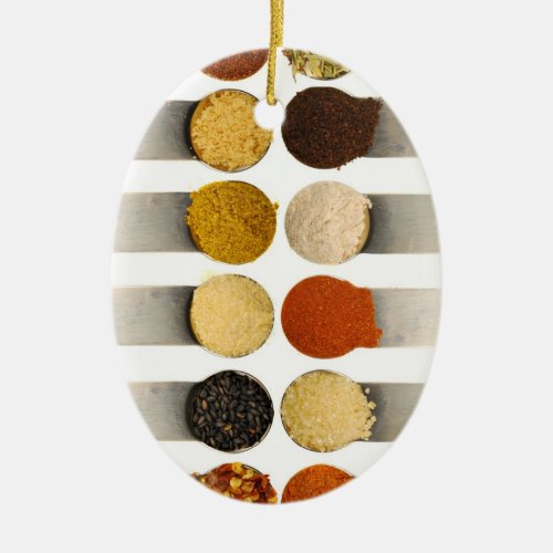Herbs Spices  Powdered Ingredients Ceramic Ornament