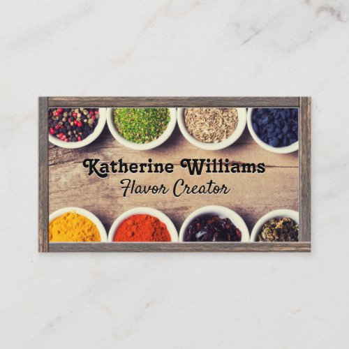 Herbs  Spices  Wood Frame Business Card