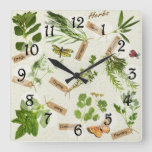 Herbs Square Wall Clock at Zazzle