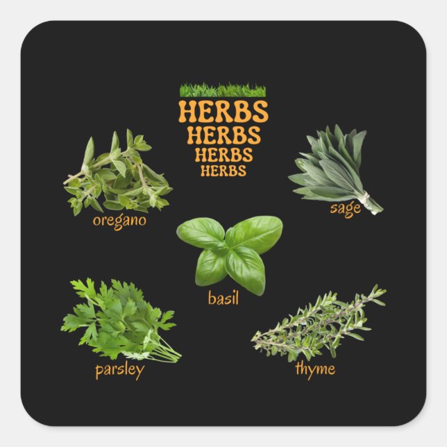 Herbs Stickers Oregano Basil Thyme (Front)