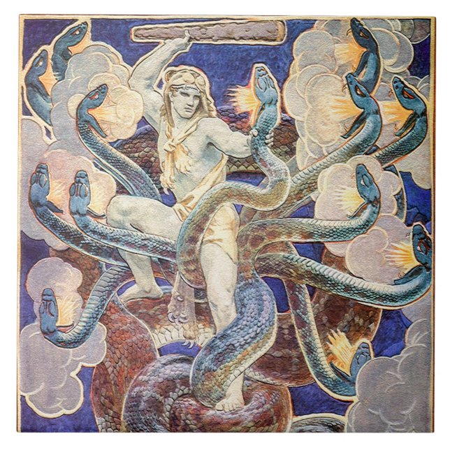 Hercules and the Hydra  Ceramic Tile (Front)