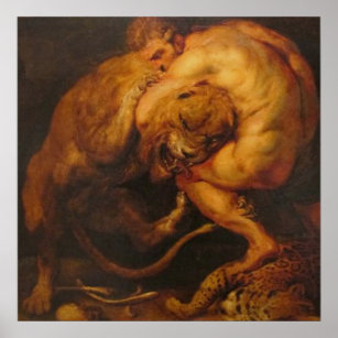 Hercules and the Nemean Lion, Peter Paul Rubens / Poster