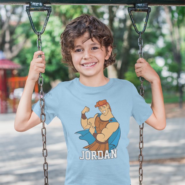 Hercules Bicep Flex T-Shirt (Kid wearing t-shirt)