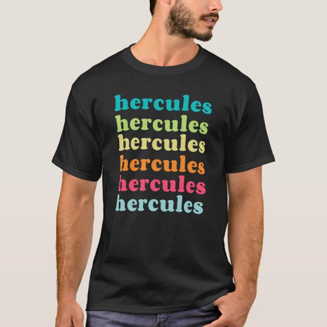Hercules California CA Colorful Repeating Text T-Shirt (Front)