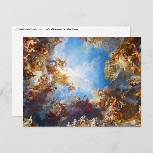 Hercules ceiling painting in Chateau de Versailles Postcard (Front/Back)