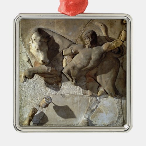Hercules Fighting the Cretan Bull one of a series Metal Ornament