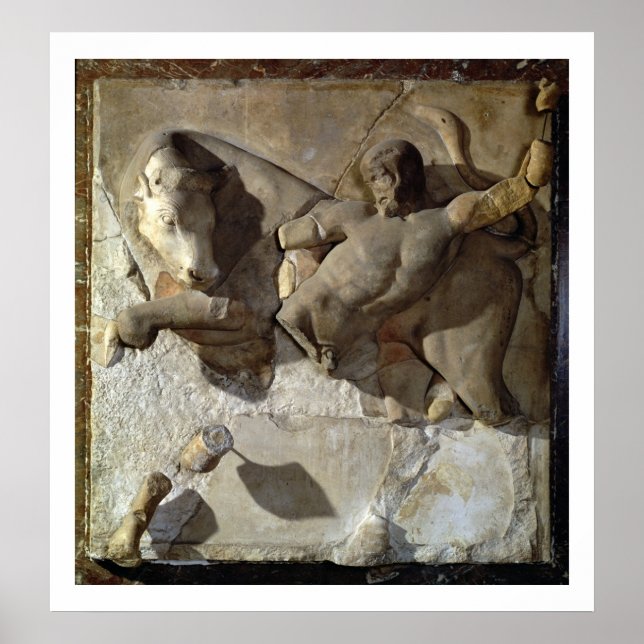 Hercules Fighting the Cretan Bull, one of a series Poster (Front)