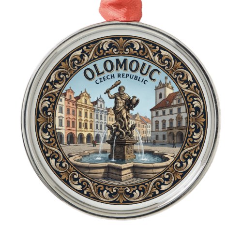 Hercules Fountain, Upper Square, Olomouc Travel Metal Ornament