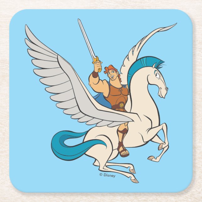 Hercules Riding Pegasus Square Paper Coaster (Front)