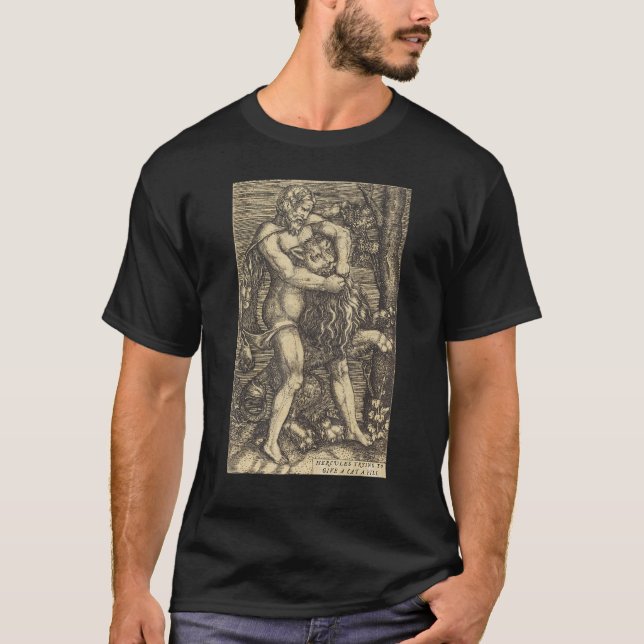 Hercules trying to give a cat a pill  Nemean lion  T-Shirt (Front)