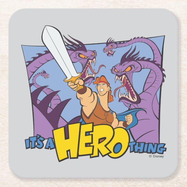 Hercules vs Hydra - It's a HERO Thing Square Paper Square Paper Coaster (Front)