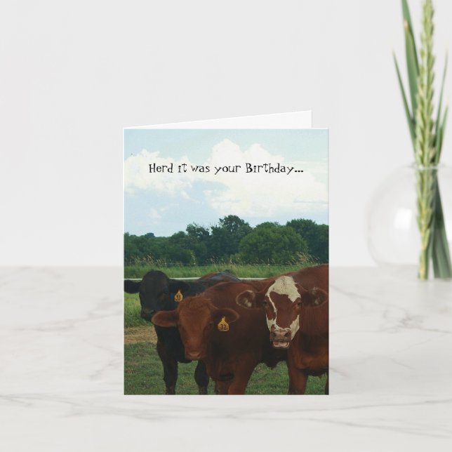 Herd it was Your Birthday Cow Card (Front)