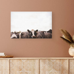 Herd of cattle and overcast sky 2 canvas print