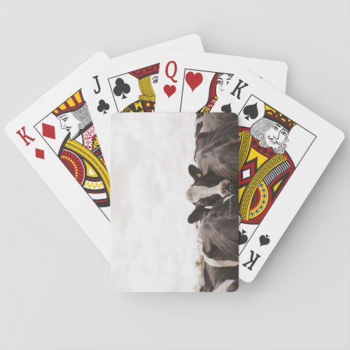 Herd of cattle and overcast sky 2 playing cards