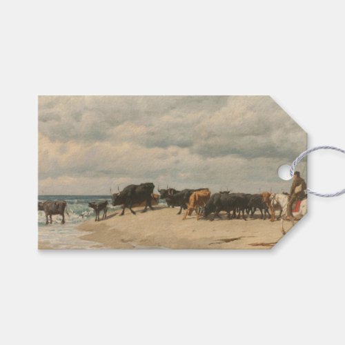 Herd of Cattle Beside the Sea by Eugne Burnand Gift Tags