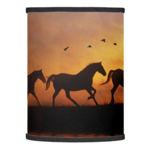 Herd of Galloping Horses and Water at Sunset Lamp Shade