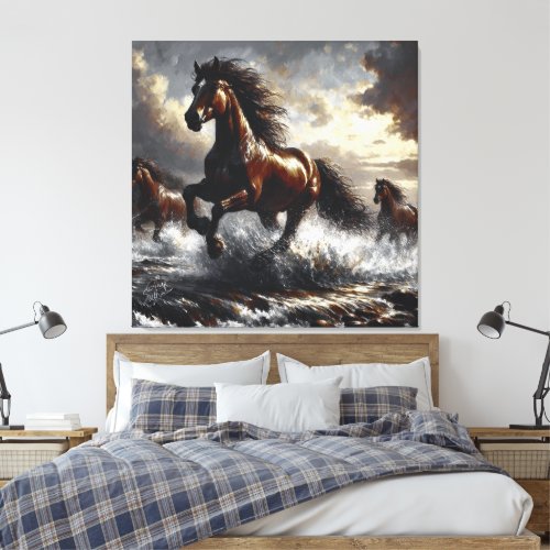 Herd of horses canvas print