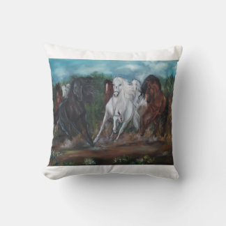 Herd of Horses Throw Pillow