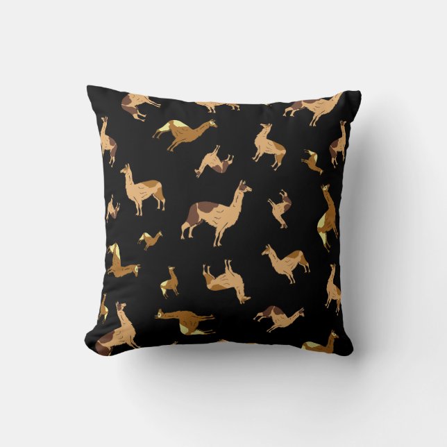 Herd of Llamas Design Throw Pillow (Front)