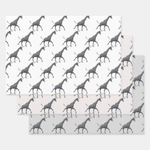 Herd Of Silver Girafficorns Tiled Pattern Wrapping Paper Sheets