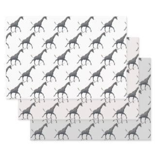 Herd Of Silver Girafficorns Tiled Pattern Wrapping Paper Sheets